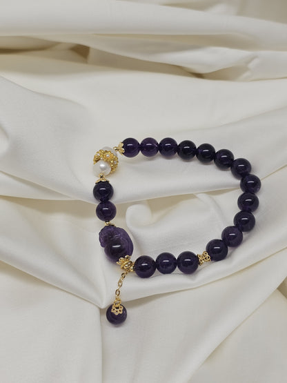 Amethyst Pixiu Bracelet · Chakra Protection 8.7mm
